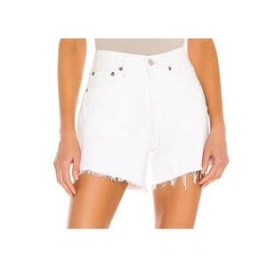 AGOLDE Parker Long High Rise Cutoff Button Fly Jean Denim Shorts White 31